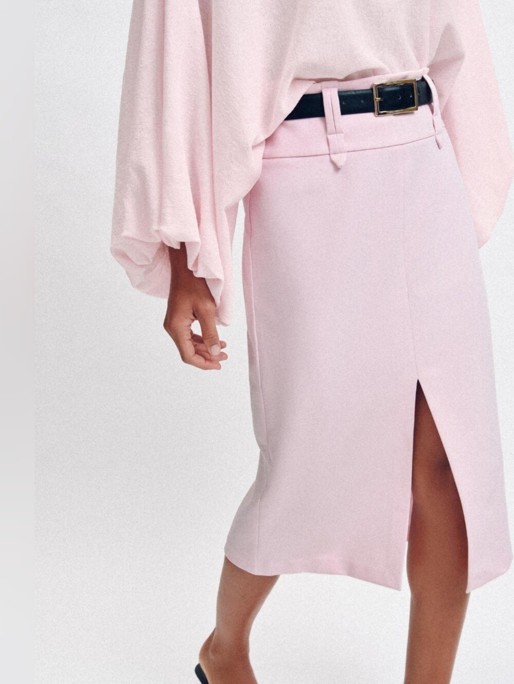 ZARA BELTED MIDI PENCIL SKIRT SIZE M - Picture 3 of 6
